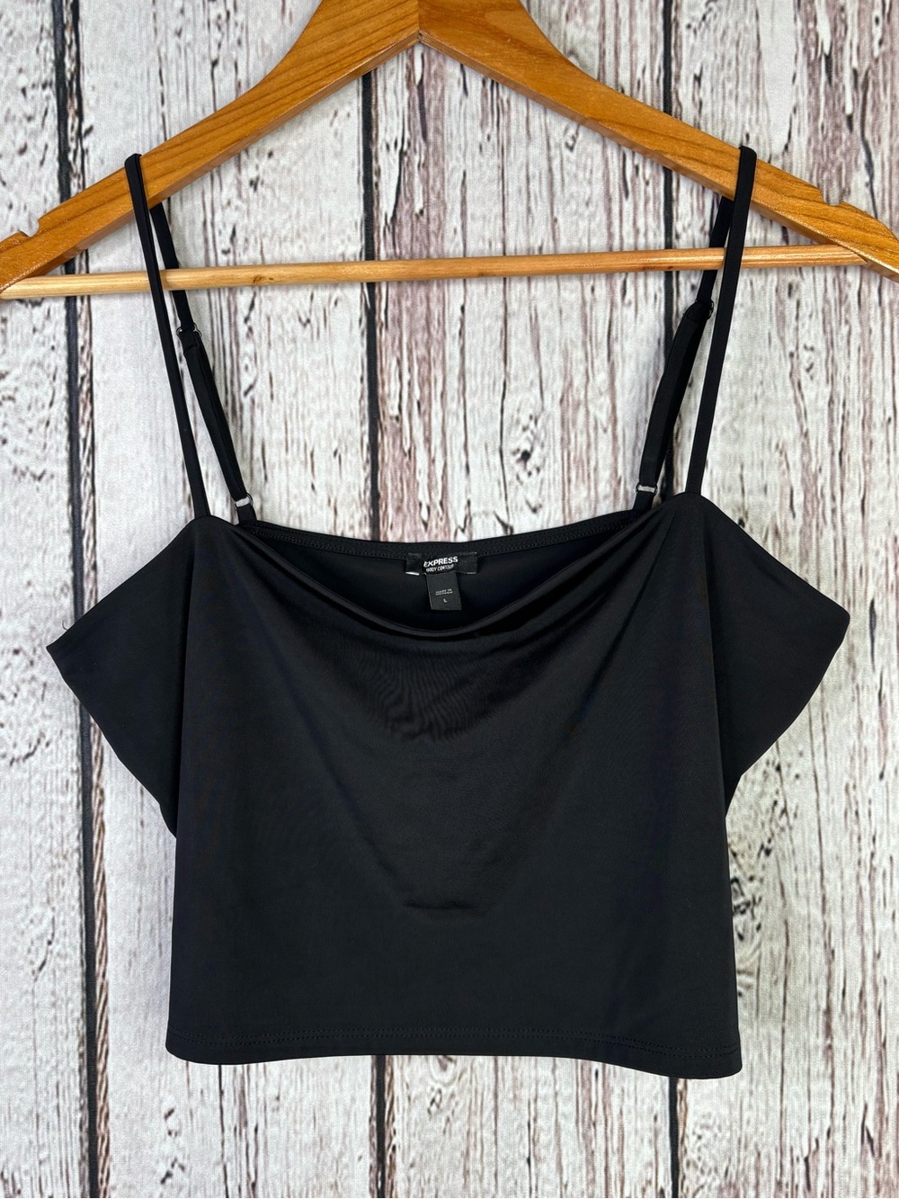 🏷️NWT Express Black Size Large Body Contour Cropped Cami Tank Adjustable Straps